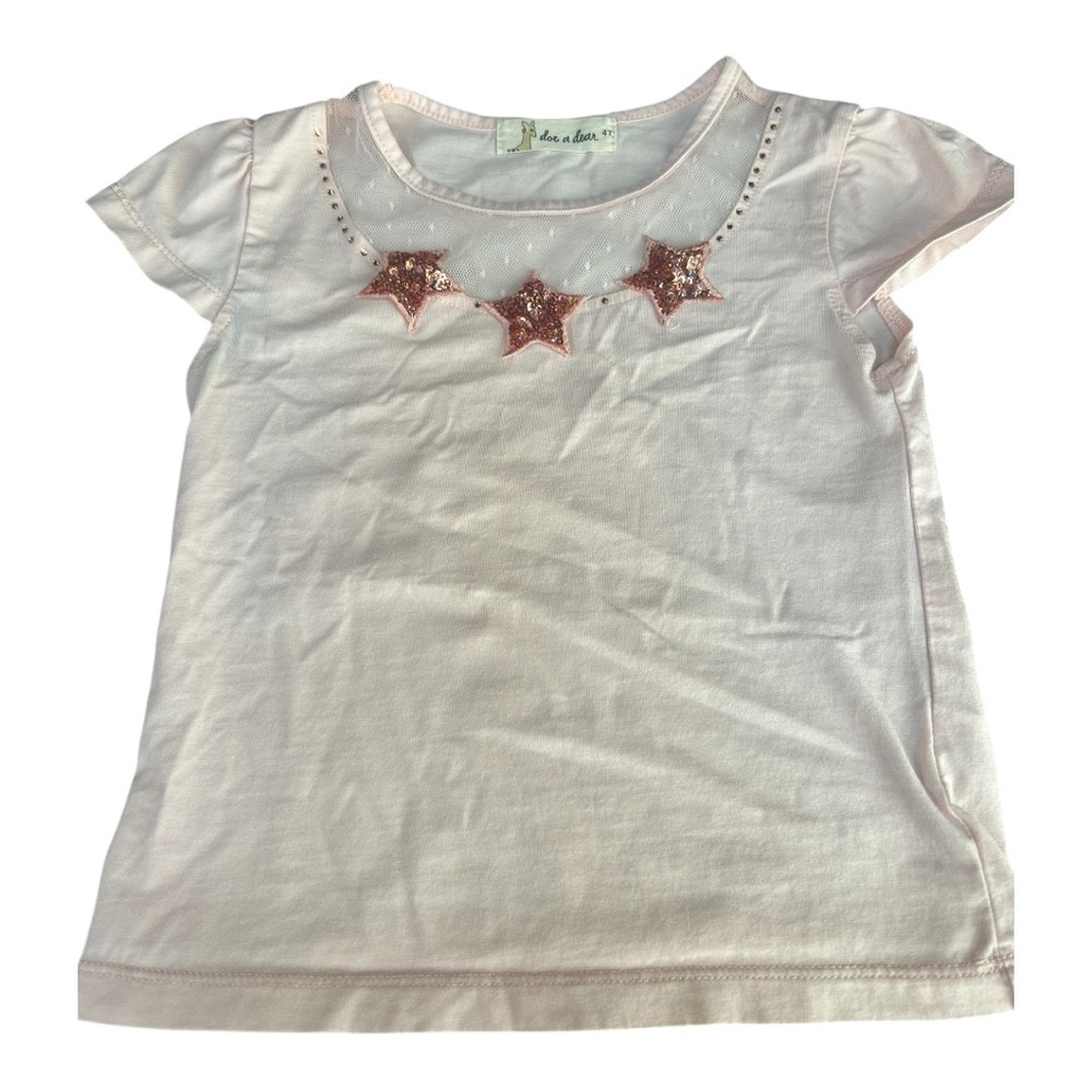 Girls' Pink Star Embellished T-Shirt